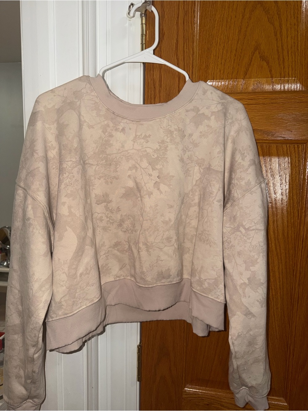 Women's Cropped Crewneck Sweatshirt - Light Taupe